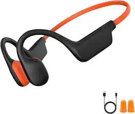 PRIMEPLUS - Bone Conduction Headphones, Open Ear Wireless Bluetooth 5.4 Headphones with Mic, IPX6 Sweatproof Sport Headset, 15 Hours - Orange