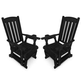 Fortune Candy - Wooden Patio Glider for One Person (Slat Back, 2 Pieces) - Black