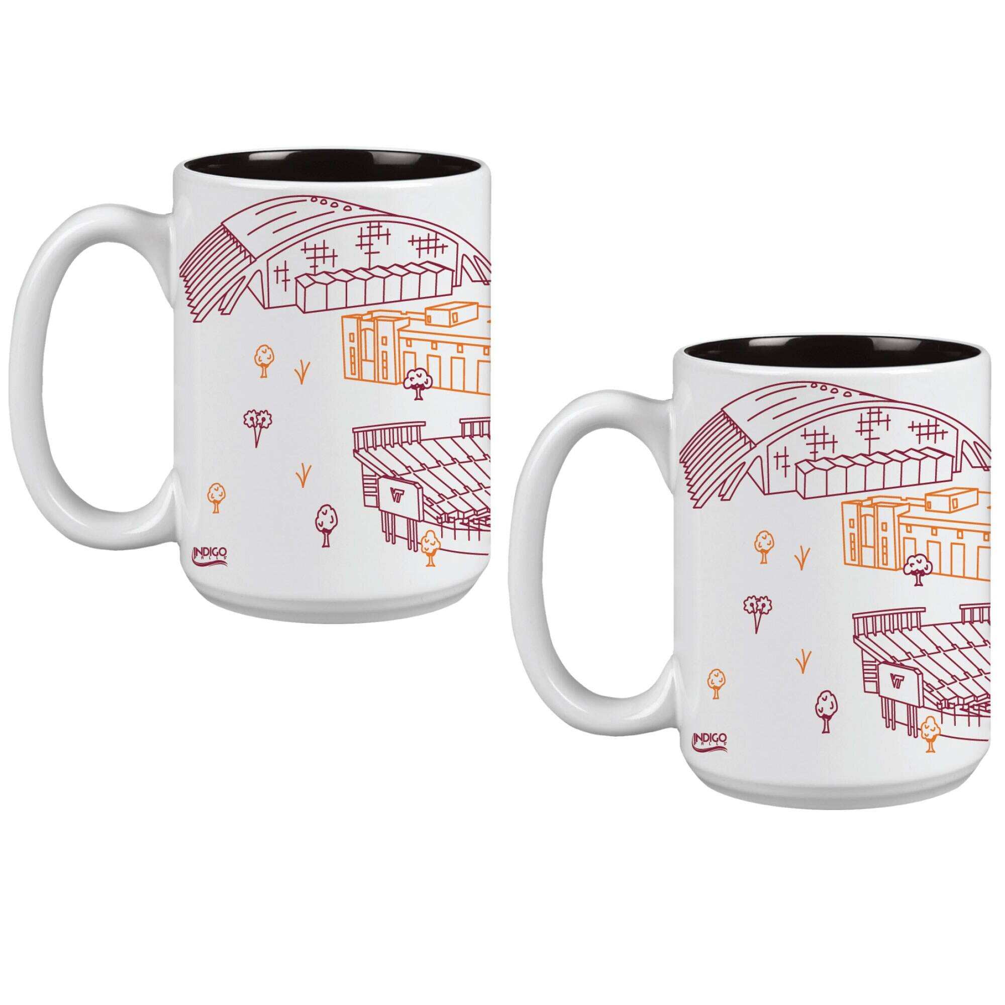 Alt View 1. Indigo Falls - Virginia Tech Hokies 15oz. Campus Line Art Coffee Mug Two-Pack - Multicolor.