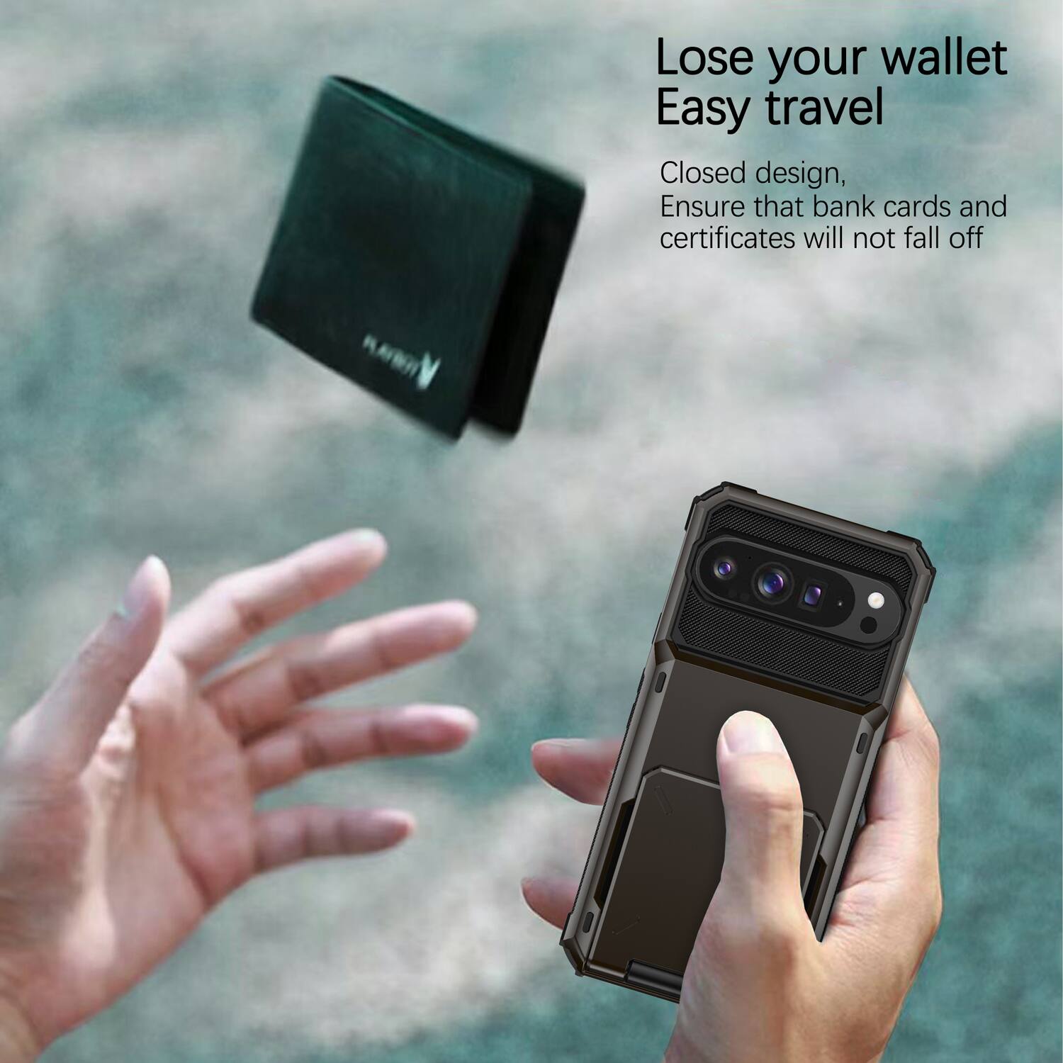 Lose your wallet  
Easy travel  

Closed design,  
Ensure that bank cards and certificates will not fall off