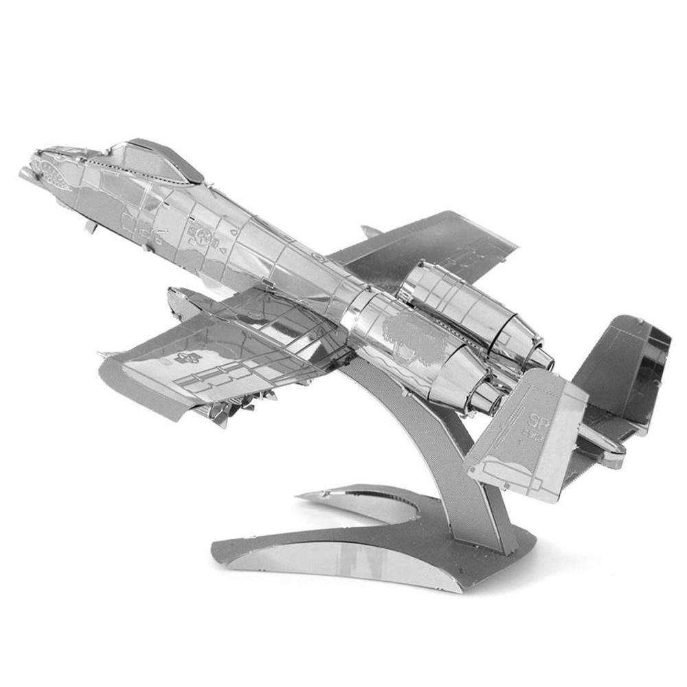 Left. Metal Earth - Fairchild Republic A-10 Thunderbolt II Warthog Attack Aircraft Moderate Difficulty Steel Model Kit by Metal Earth - Silver.