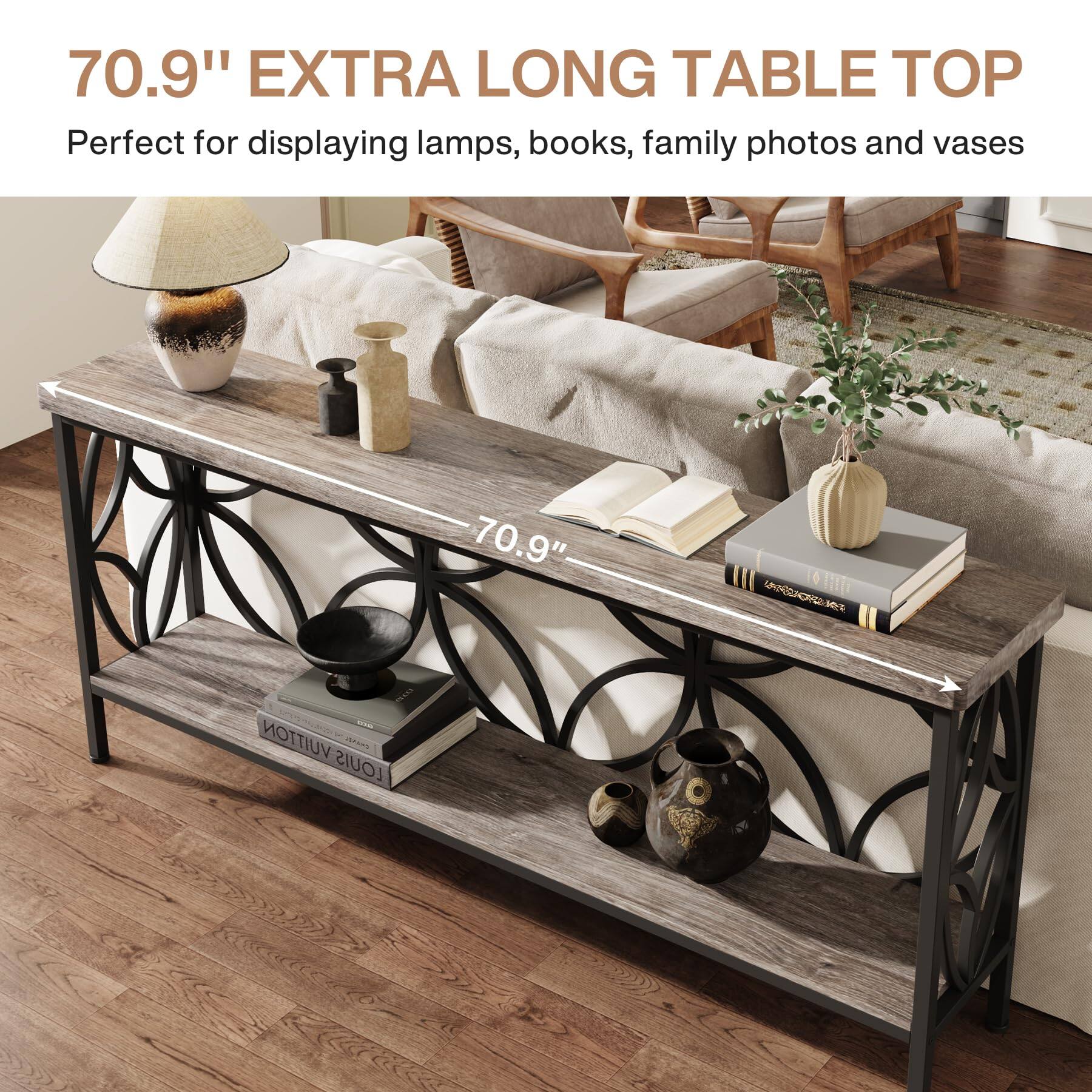 Tribesigns 70.9 Inch Narrow Sofa Table, Industrial Long Sofa Table ...