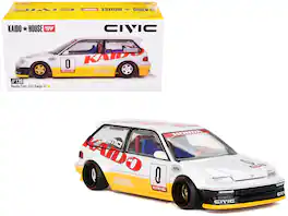 Mini GT - Honda Civic (EF) Kanjo V1 #0 (Designed by Jun Imai) "Kaido House" Special 1/64 - Silver Metallic and Yellow
