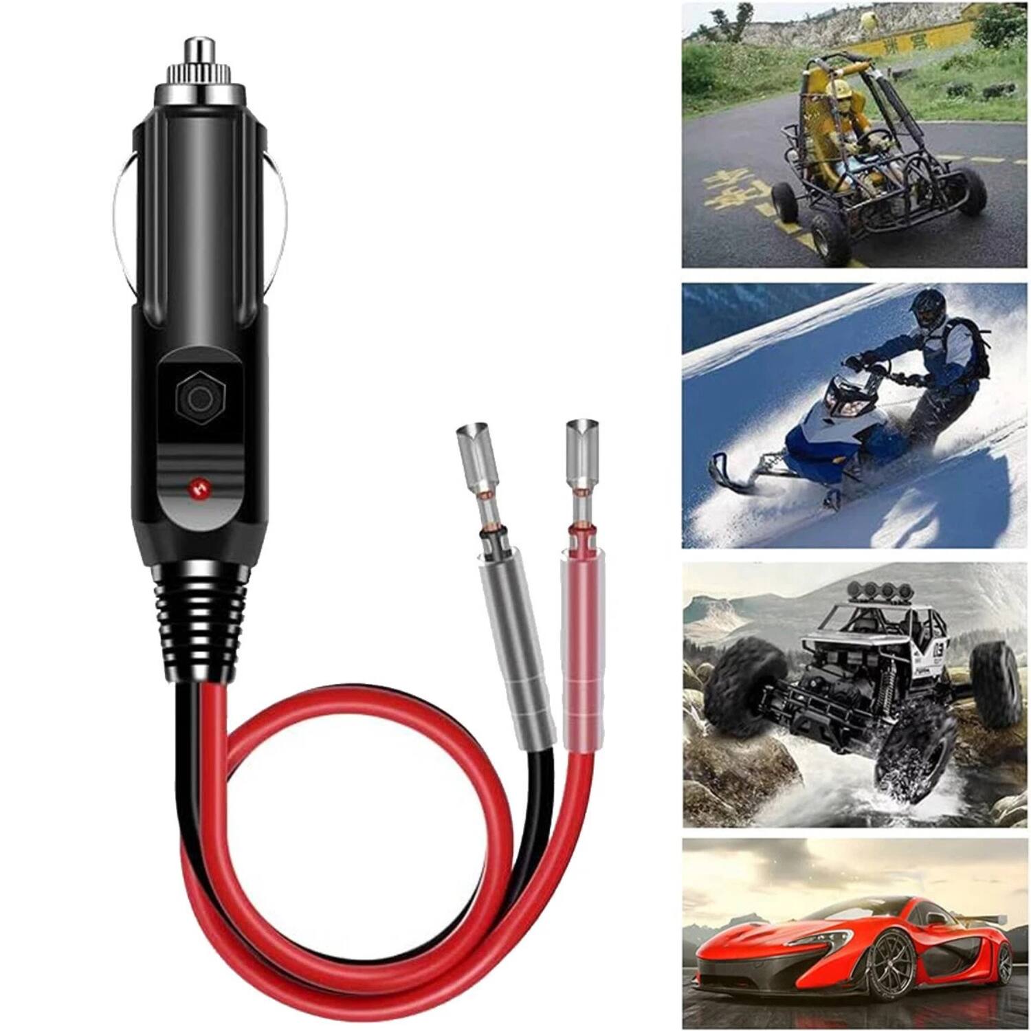 Left. Stock Preferred - 2-Pack 12V Car Fused Cigarette Lighter Male Power Plug Adapter - Black.