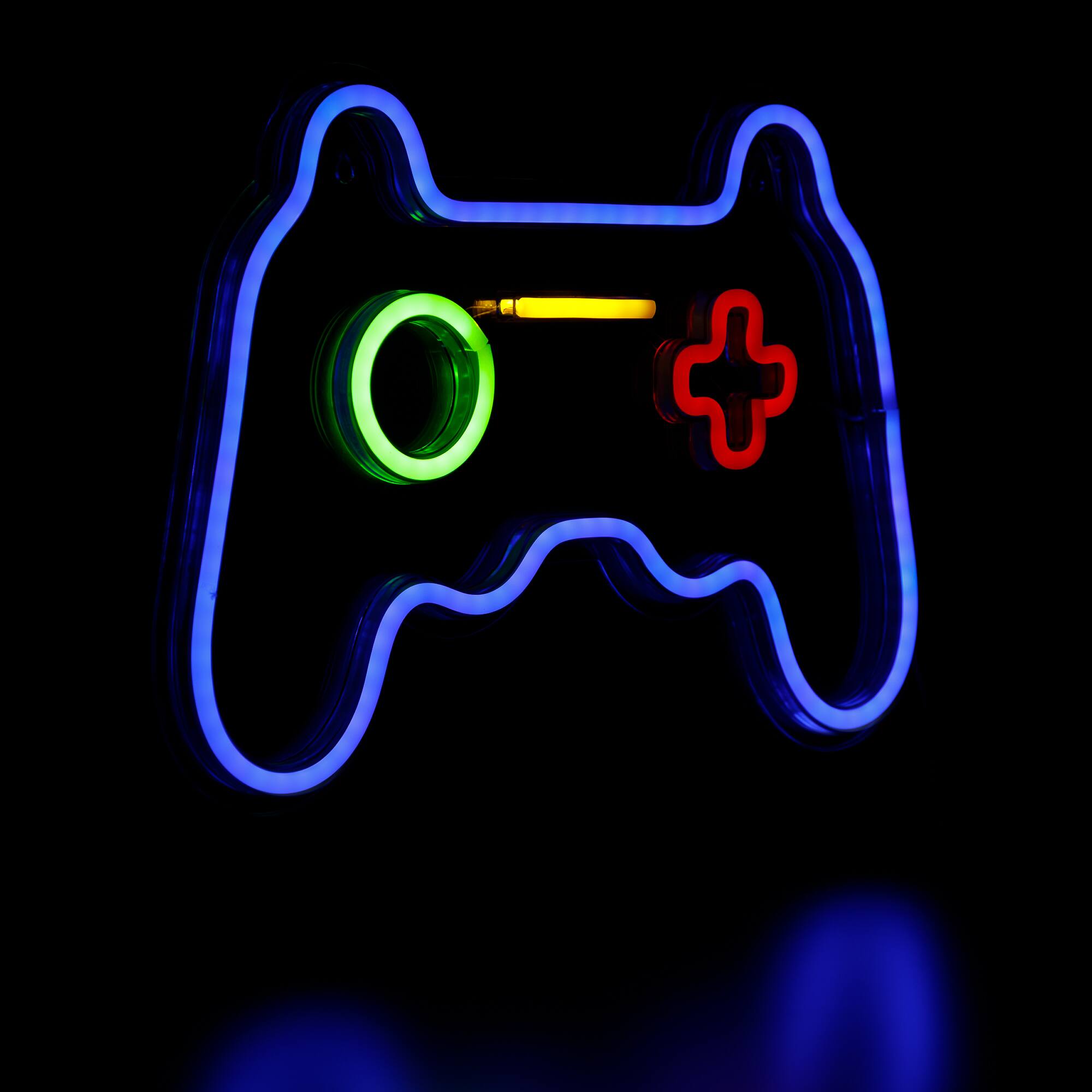 Alt View 3. Northlight - LED Video Game Controller Neon Lighted Wall Art - 11" - Blue.