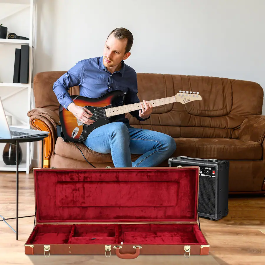 Squear Shell Good Winado Electric Guitar Hard Case, Rectangle Wooden Standard 39 Inch ...