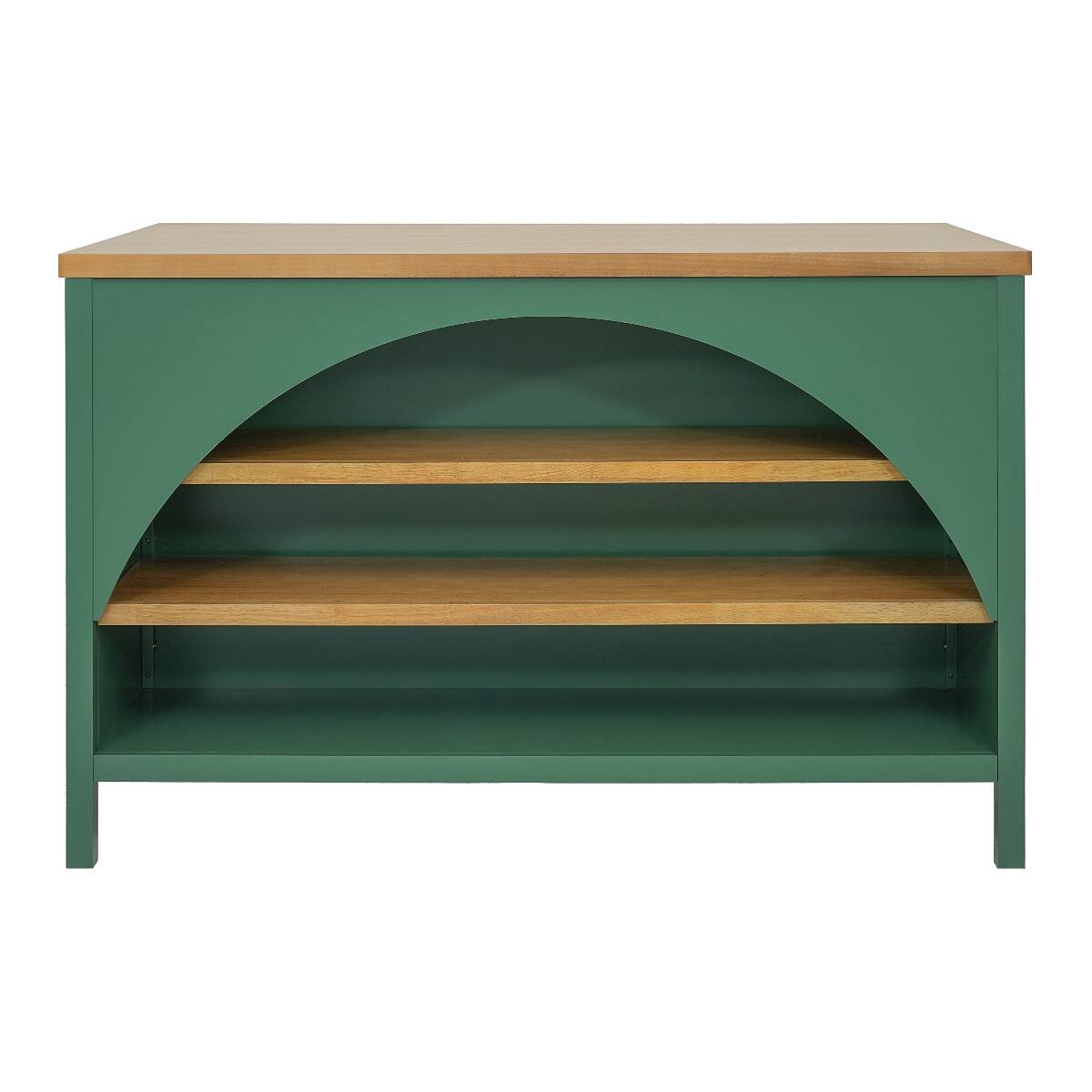Alt View 2. Loheer - Loheer 56 inch Farmhouse Kitchen Island Green Kitchen Island with Natural Wood Top and Open Storage - Green.