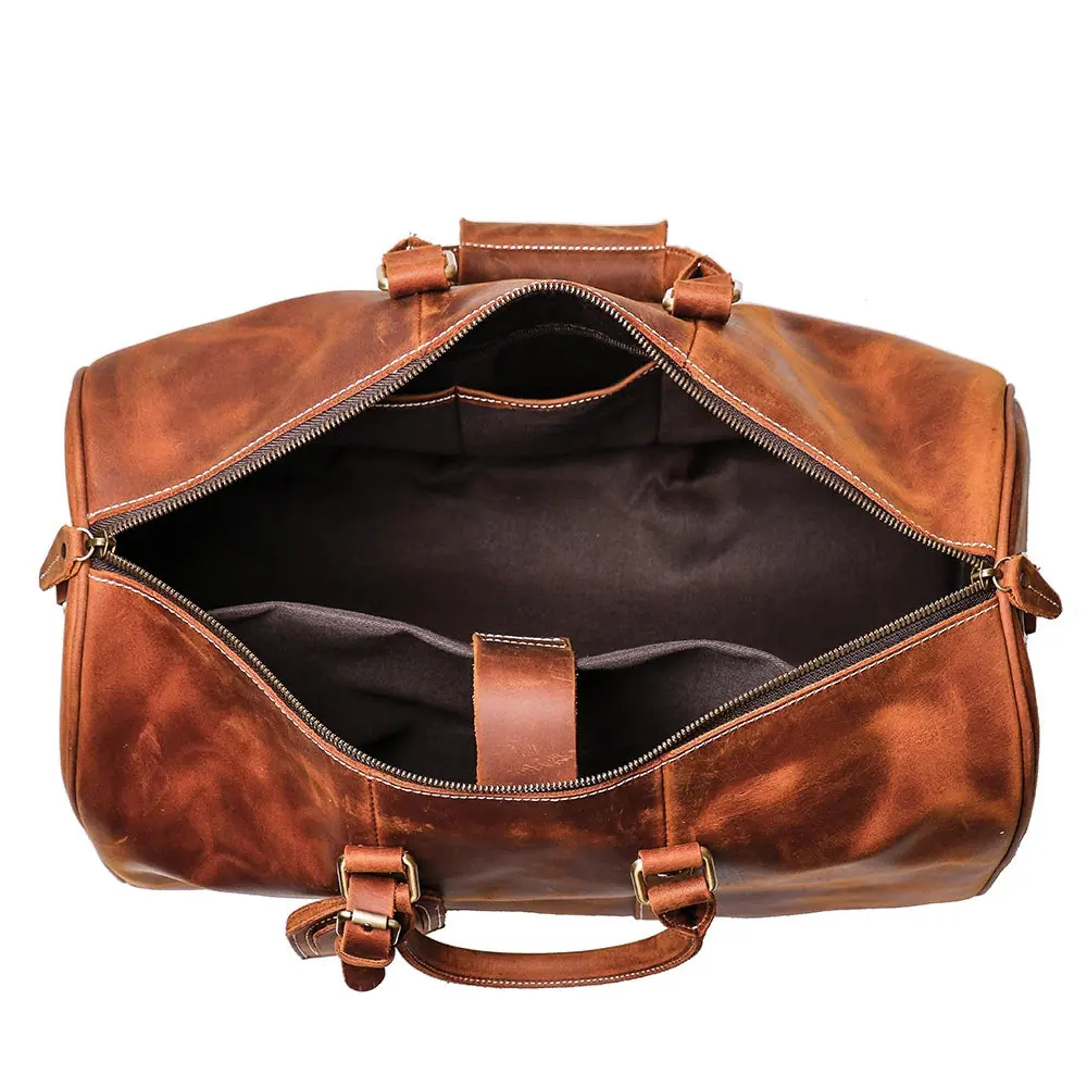 Alt View 6. Steel Horse Leather - The Brandt Weekender | Small Leather Duffle Bag - Brown.