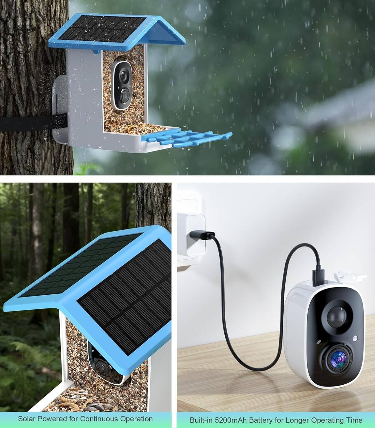 Solar Powered for Continuous Operation  
Built-in 5200mAh Battery for Longer Operating Time