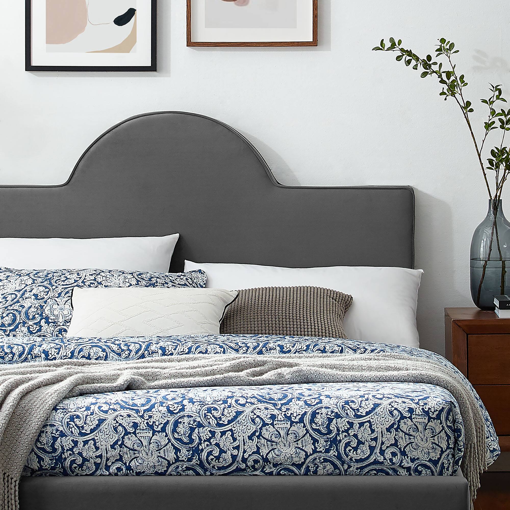 Alt View 5. Modway - Yasmine Channel Tufted Performance Velvet King Platform Bed - Red.