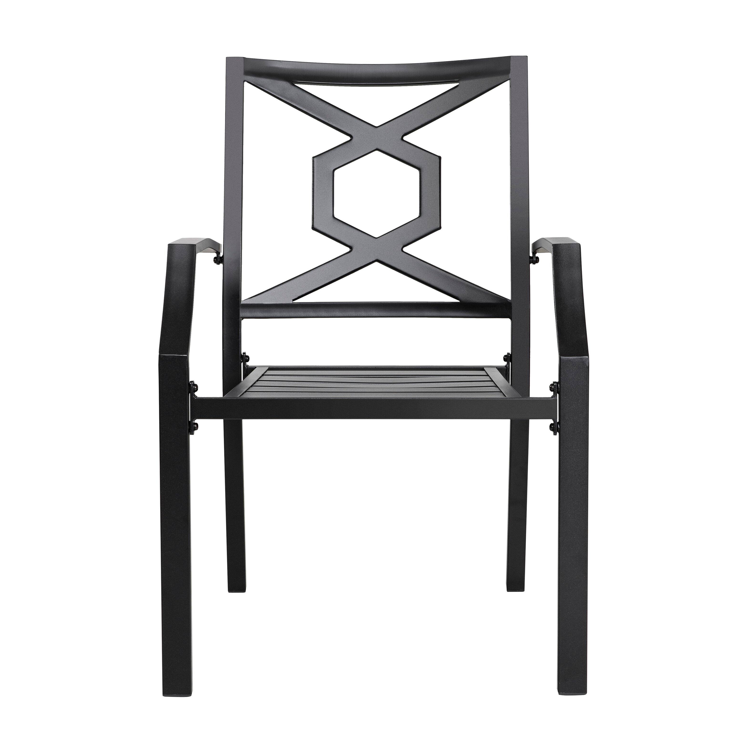 Alt View 3. Nuu Garden - Outdoor 2-Piece Iron Chair Set, Weather-Resistant Iron Frame, Powder-coated Finish - Black.