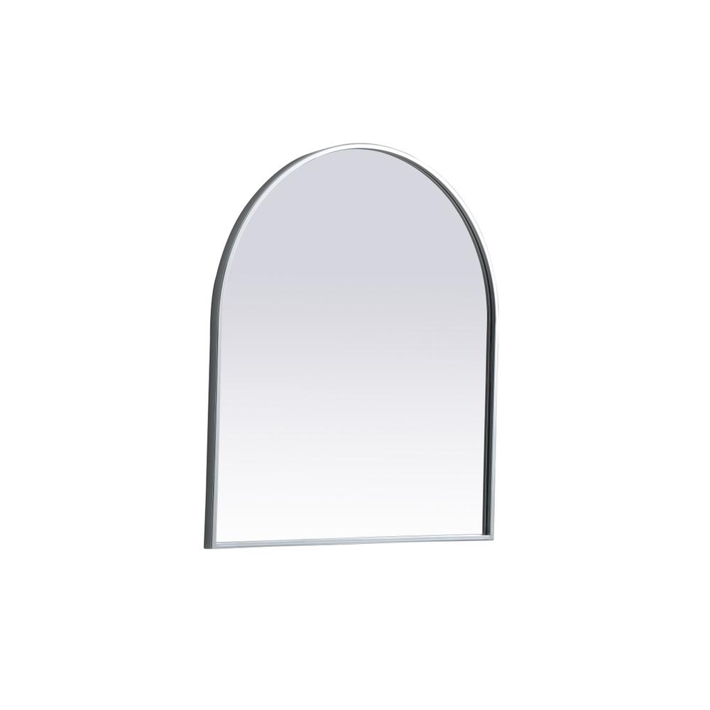 Left. Elegant Decor - Metal Frame Arch Mirror 27x30 Inch in Silver - Silver.