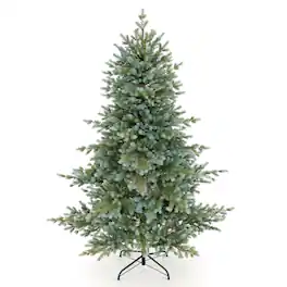 Gymax - 5 ft Pre-Lit Christmas Tree w/371 Full PE Branch Tips 260 Warm White LED Lights - Green