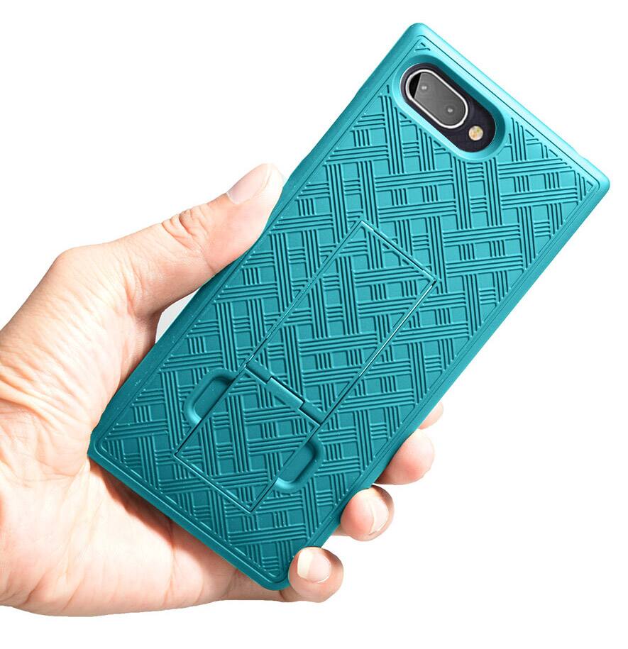 Alt View 6. Nakedcellphone - Slim Case for Blackberry Key2 LE (with Kickstand) - Teal.
