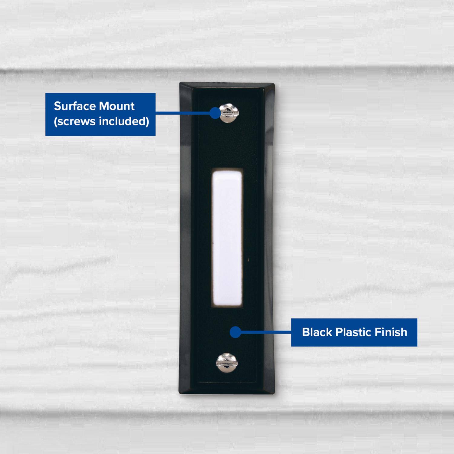 Surface Mount (screws included)  
Black Plastic Finish