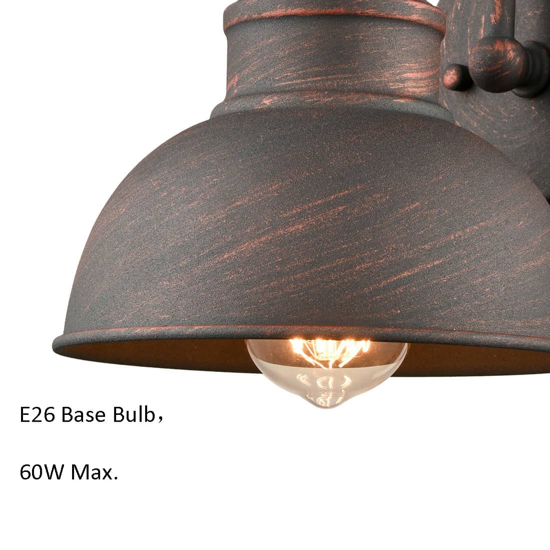 E26 Base Bulb,  
60W Max.