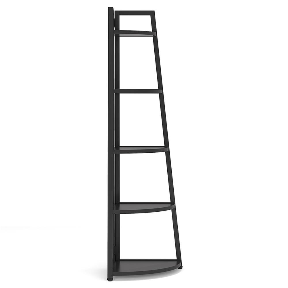 Back. Kadyn - Kadyn Bookshelf, Storage Shelf, Bookcase,5-Tier Corner Shelf, 70" Tall Corner Ladder Shelf Small Bookshelf,Black - Black.