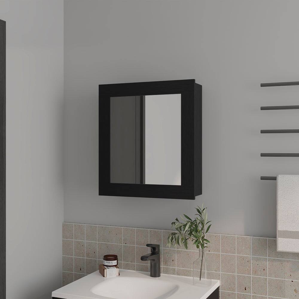 Angle. Treevol Furniture - Hailey Medicine Cabinet,Bathroom,Black - Black.