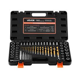 VEVOR - Screw Extractor Set with Drill Bits, 65 Pieces, Easy Out Nut Bolt Extractors and Drill Bits, with Adapters - Black