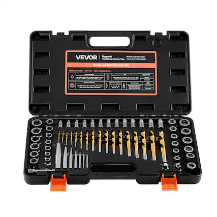 VEVOR Upgrade
The Home Creator Way
VEVOR Support Center
www.vevor.com/support
Screw and Bolt Extractor Set
Model: ymwwj05j
QTY: 65
Main material: Chrome
Handle
VEVOR Support Center
The Home Creator Way
www.vevor.com/support
Model: ymwwj05j
QTY: 65
Main material: Chrome
- 1/4" square drive
- 1/4" hex drive
- 1/4" square drive adapter
- 1/4" hex drive adapter
- 1/4" square drive to 1/4" hex drive adapter
- 1/4" square drive to 1/4" hex drive adapter
- 1/4" square drive to 1/4" hex drive adapter
- 1/4" square drive to 1/4" hex drive adapter
- 1/4" square drive to 1/4" hex drive adapter
- 1/4" square drive to 1/4" hex drive adapter
- 1/4" square drive to 1/4" hex