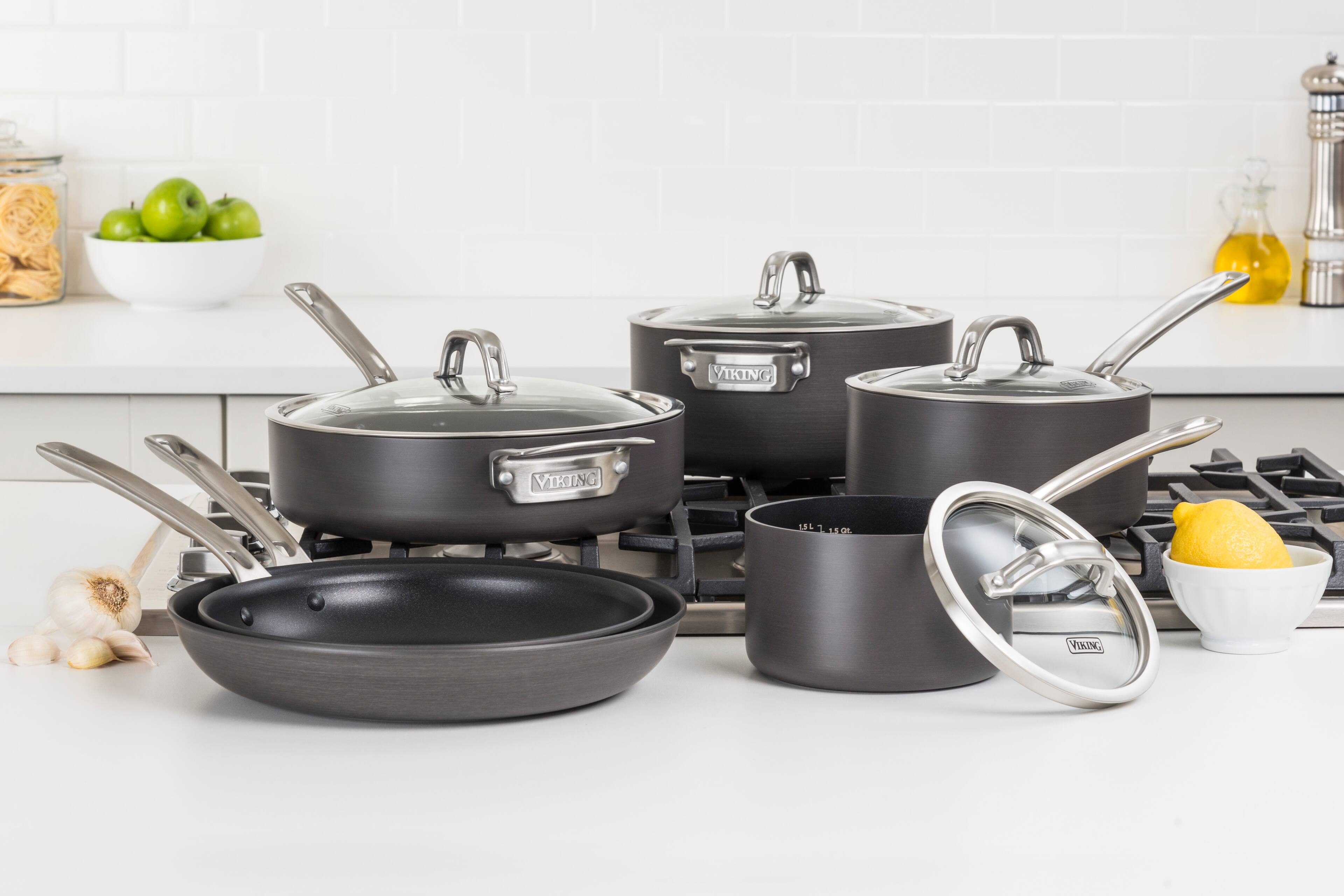 Alt View 26. Viking - Hard Anodized Nonstick, 10 Piece Cookware Set - Black.