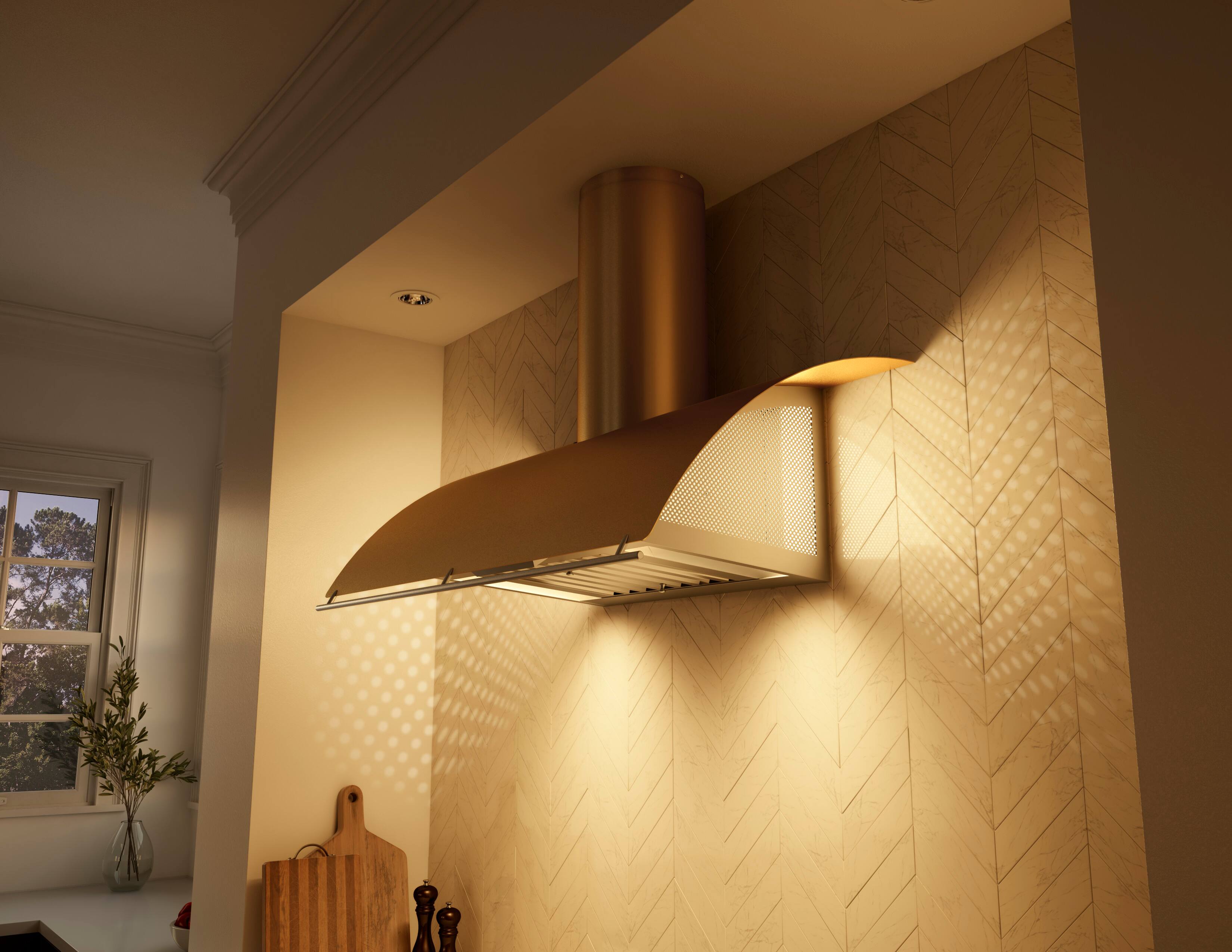 Alt View 21. Zephyr - Okeanito 42" Shell Only Wall Mount Range Hood with LED Lights - Gold.