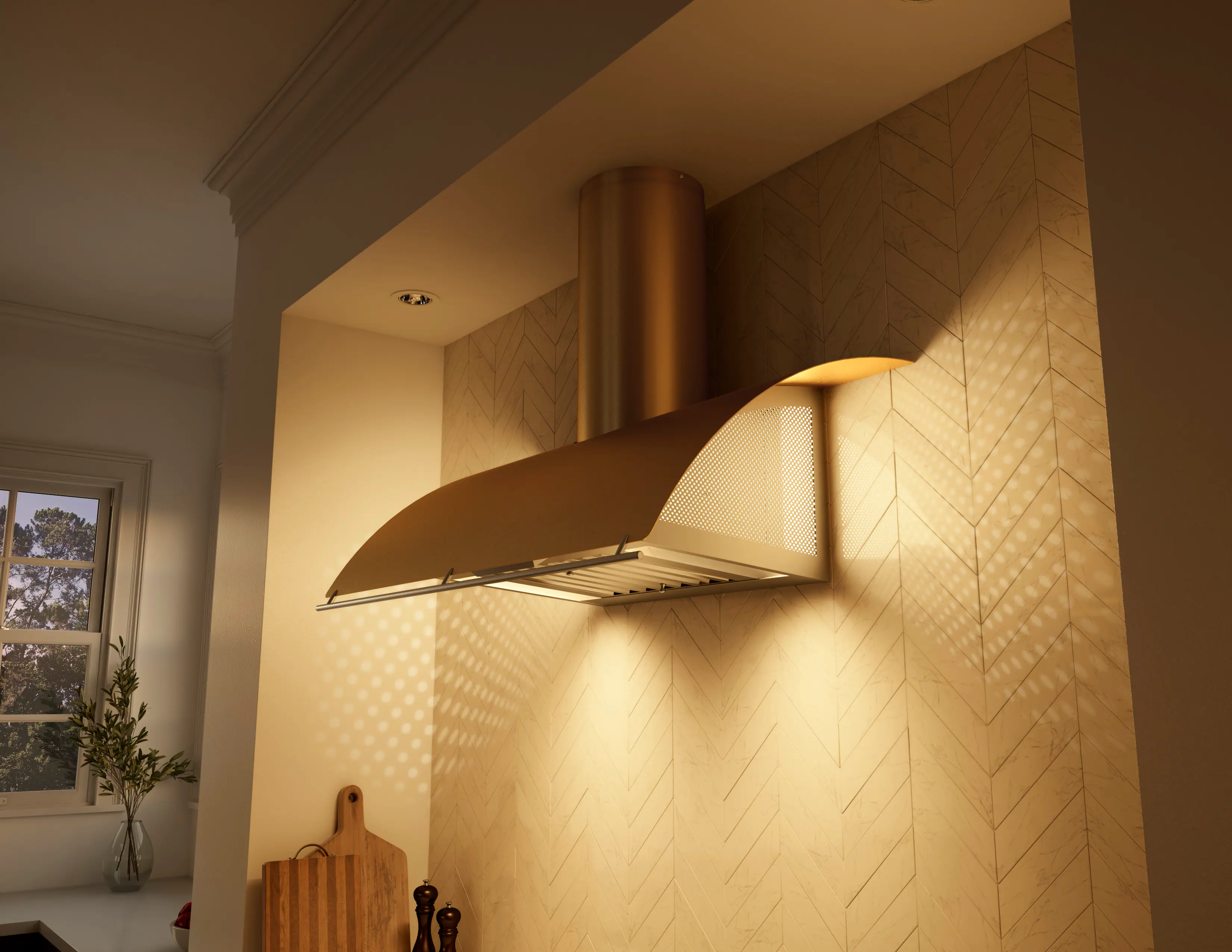 Alt View 21. Zephyr - Okeanito 42" Shell Only Wall Mount Range Hood with LED Lights - Gold.
