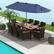 Alt View 3. Costway - 11 PCS Patio Dining Set with 15ft Double-Sided Patio Umbrella (Base Included) - Mix Brown + Navy.
