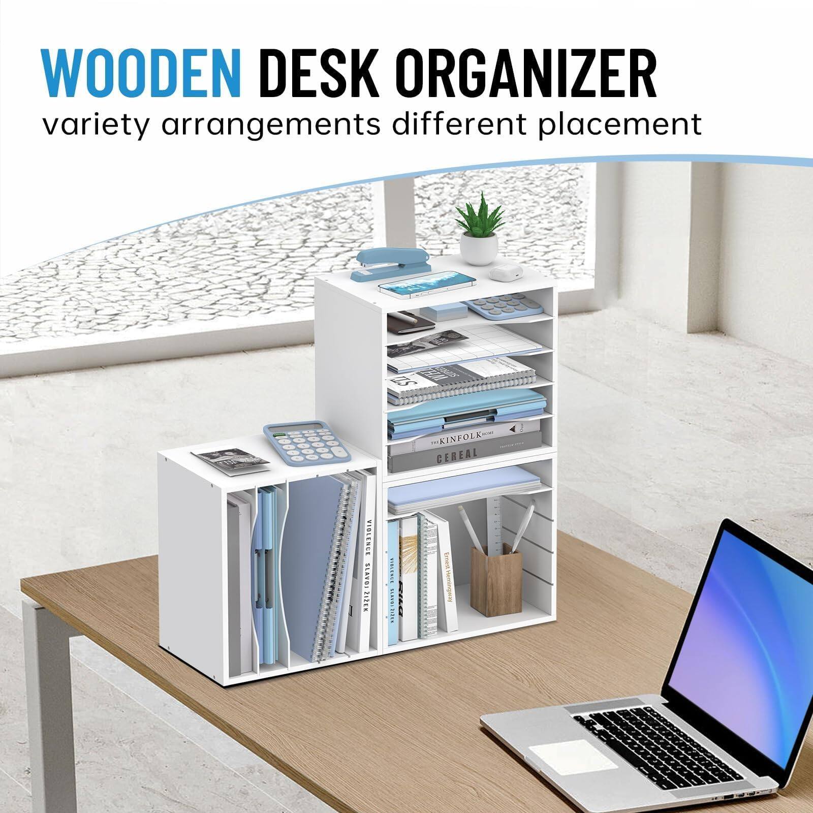 WOODEN DESK ORGANIZER  
variety arrangements different placement