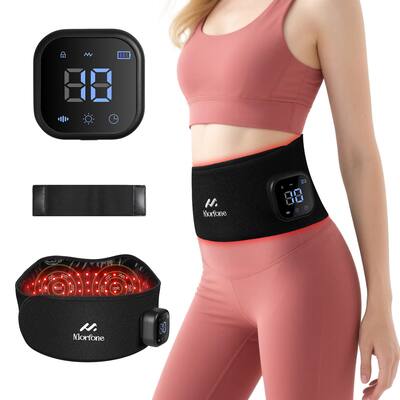 Morfone - 660nm & 850nm red light therapy belt, used for body heating, vibration massage, and relief of muscle pain - Black Morfone - 660nm & 850nm red light therapy belt, used for body heating, vibration massage, and relief of muscle pain - Black