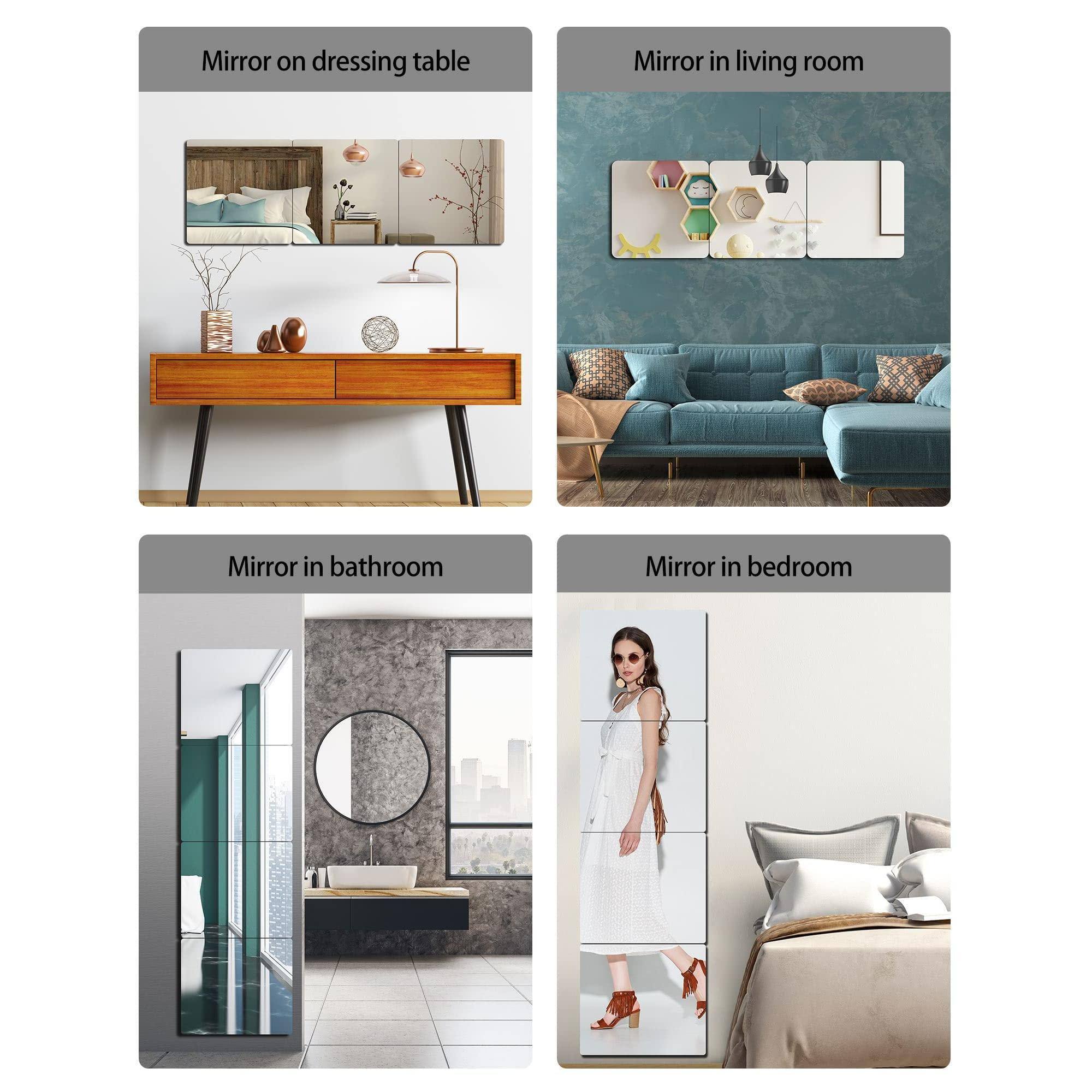 Mirror on dressing table  
Mirror in living room  
Mirror in bathroom  
Mirror in bedroom