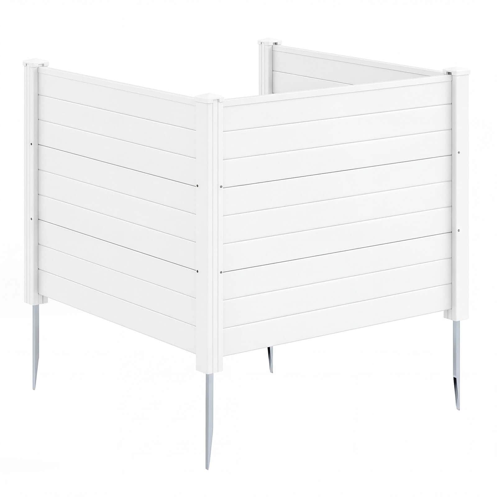 Costway - 1 PCS 48" x 38" Air Conditioner Fence 3 Panels with Metal Ground Stakes, No Dig Trash Can - White