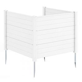 Costway - 1 PCS 48" x 38" Air Conditioner Fence 3 Panels with Metal Ground Stakes, No Dig Trash Can - White