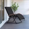 Front. PURPLE LEAF - ExtraWide Patio Reclining Chair Zero Gravity Chaise Lounge Folding Chair with Removable Cushion Adjustable Headrest - Black.