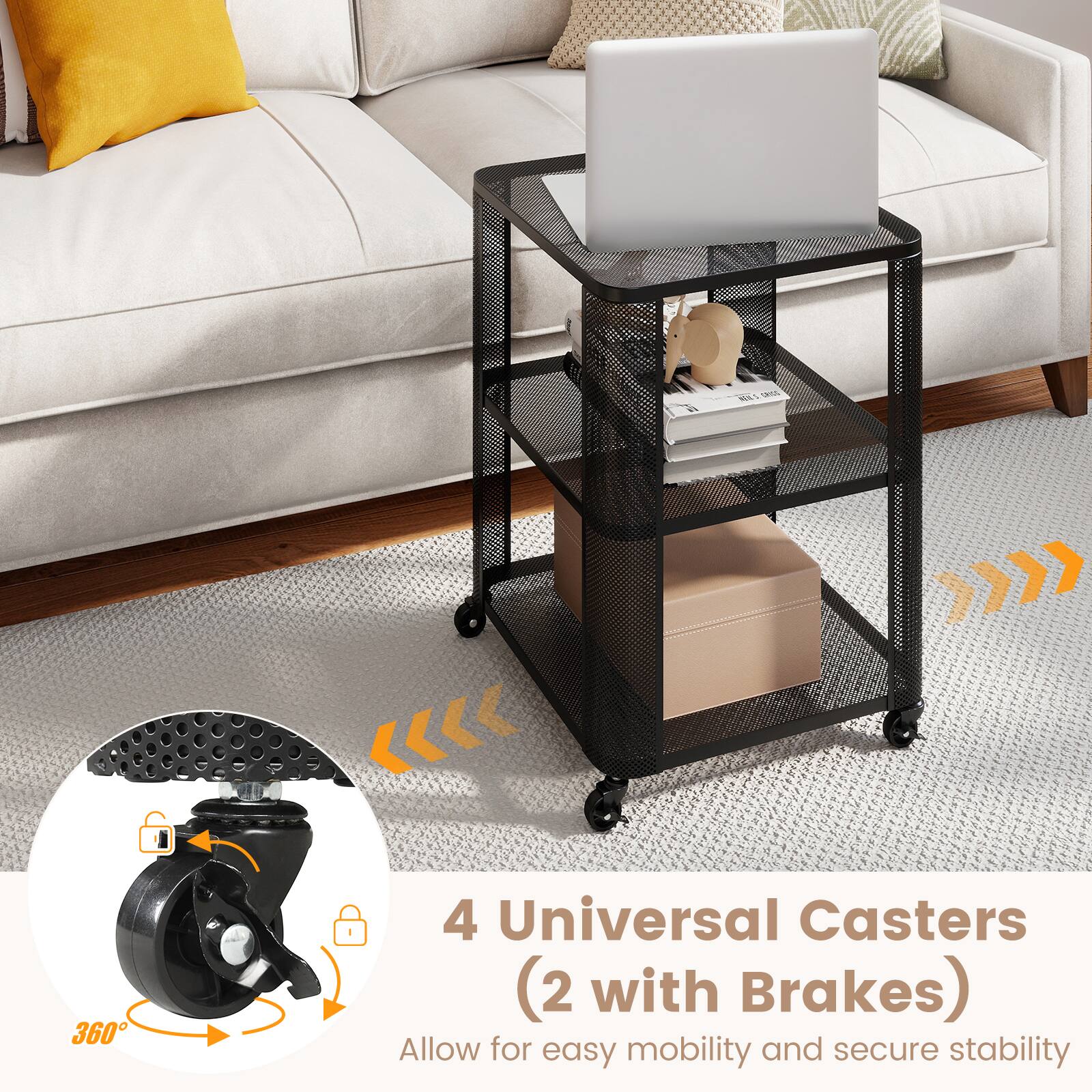 N C 360 4 Universal Casters (2 with Brakes) Allow for easy mobility and secure stability