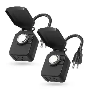 Front. BN-LINK - BN-LINK 24H Mechanical Outdoor Timer, Waterproof, Heavy Duty, 15A 1/2HP, 1 Grounded Outlet, ETL, 2 Pack - Black.