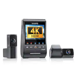 VIOFO - A329T 3 Channel Dash Cam, 4K Front + 2K Telephoto + 2K Rear, Power Saving Parking Mode, Wi-Fi 6 App Control - Black