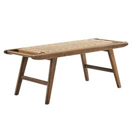 Saoirse 47" Wove Rope Wood Bench by Modway - Brown