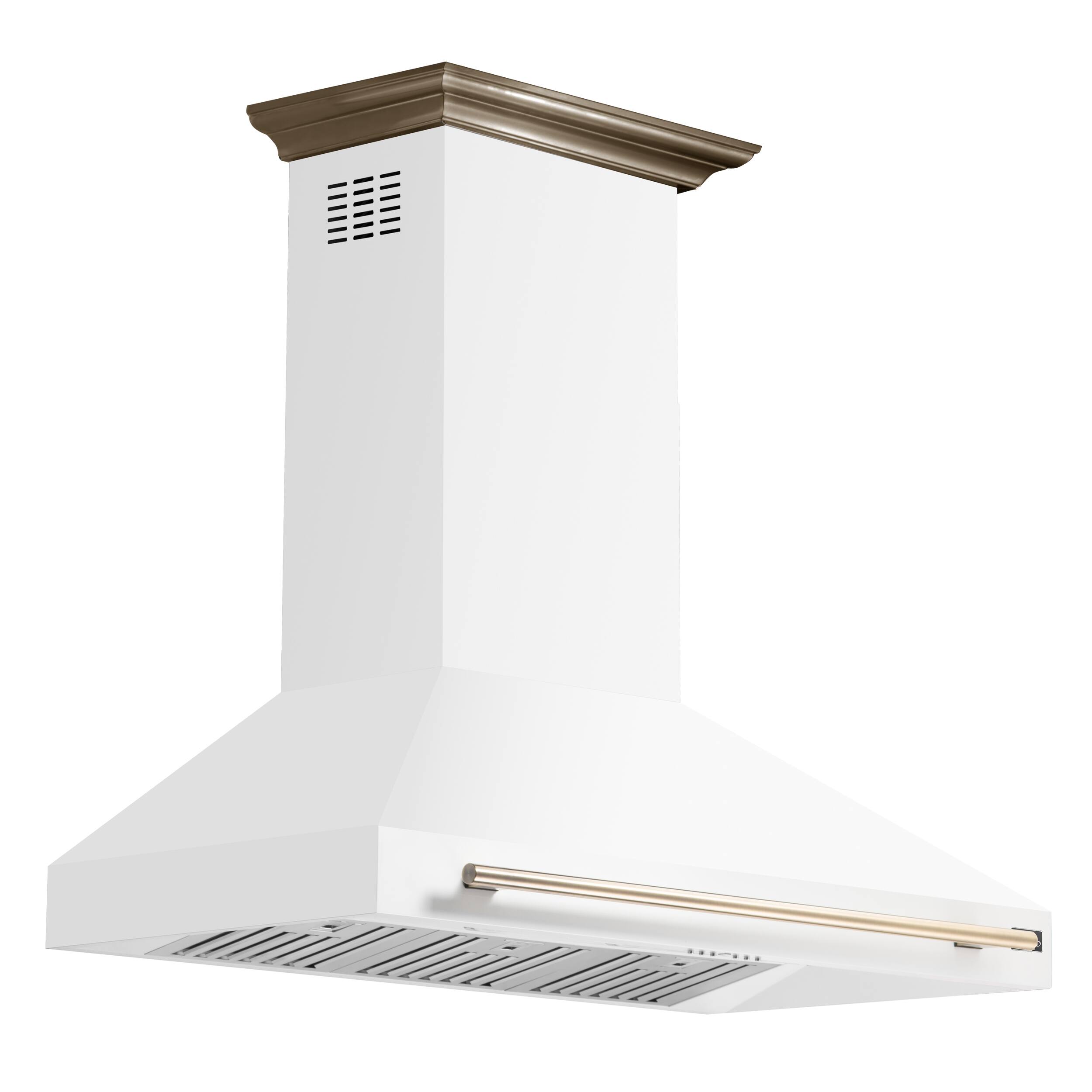Left. Forno Appliances - Aria 48 in. Convertible Wall-Mounted Range Hood - White.