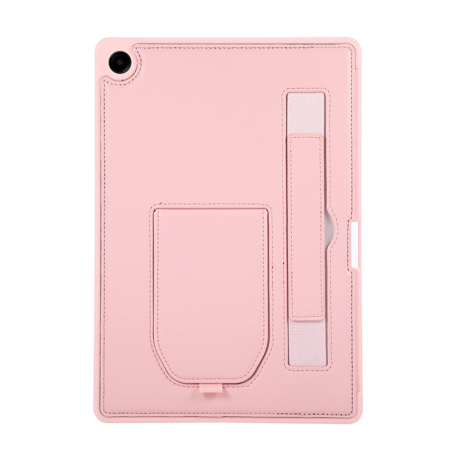 Angle. UUCOVER - Case for Samsung Galaxy Tab A11+ 11-inch 2025 (SM-X230/X236/X238) Shockproof PU Leather Hand Strap Kickstand Cover - Pink.