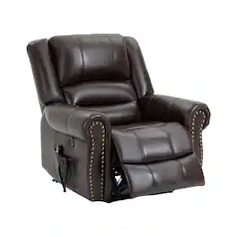 Boyel Living - Power Lift Recliner Chair with Heat, Massage, Dual Motor, Infinite Positions, Faux Leather, USB, 350 LBS Capacity - Brown