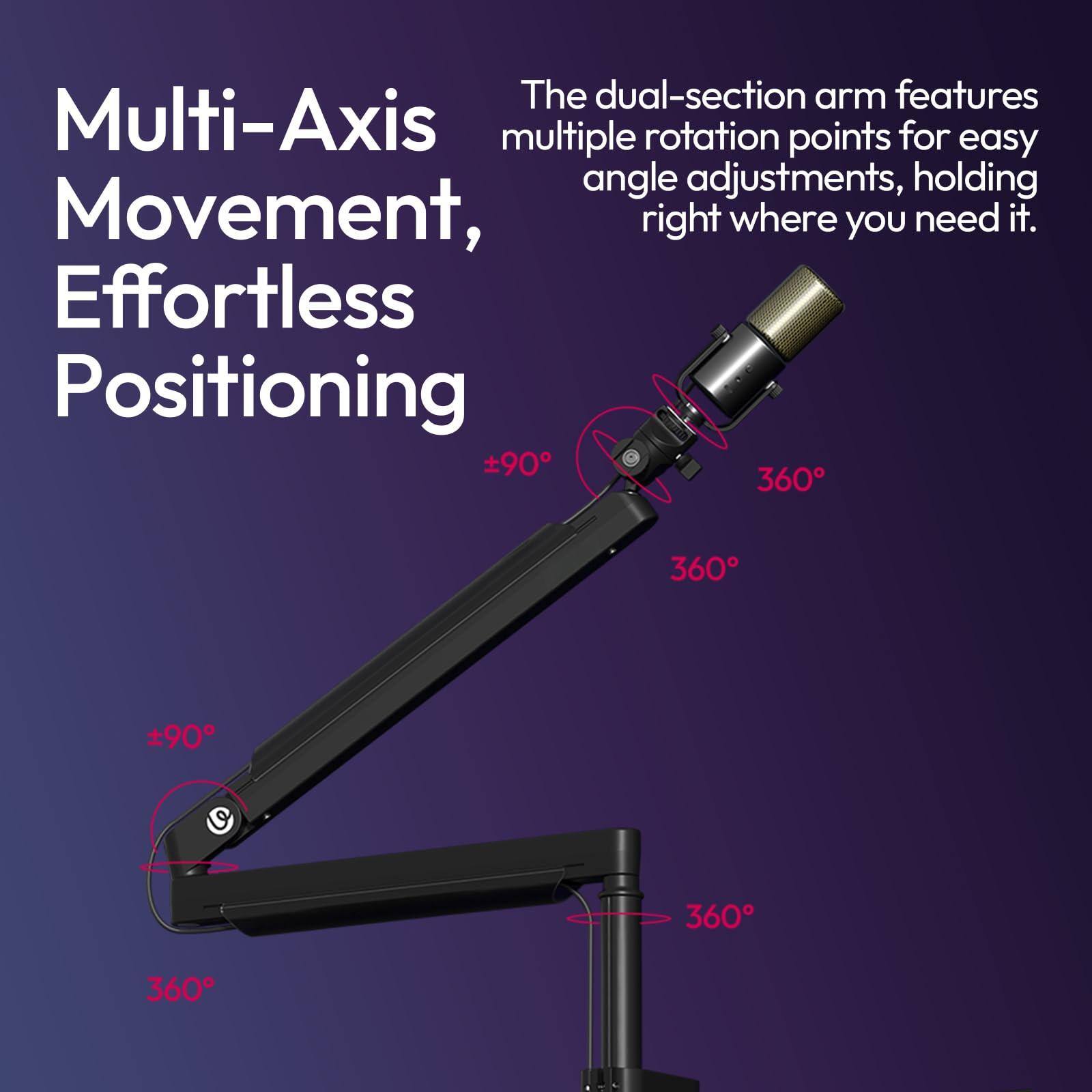 Multi-Axis Movement, Effortless Positioning

The dual-section arm features multiple rotation points for easy angle adjustments, holding right where you need it.

±90° 360° 360° 90° 360° 360°