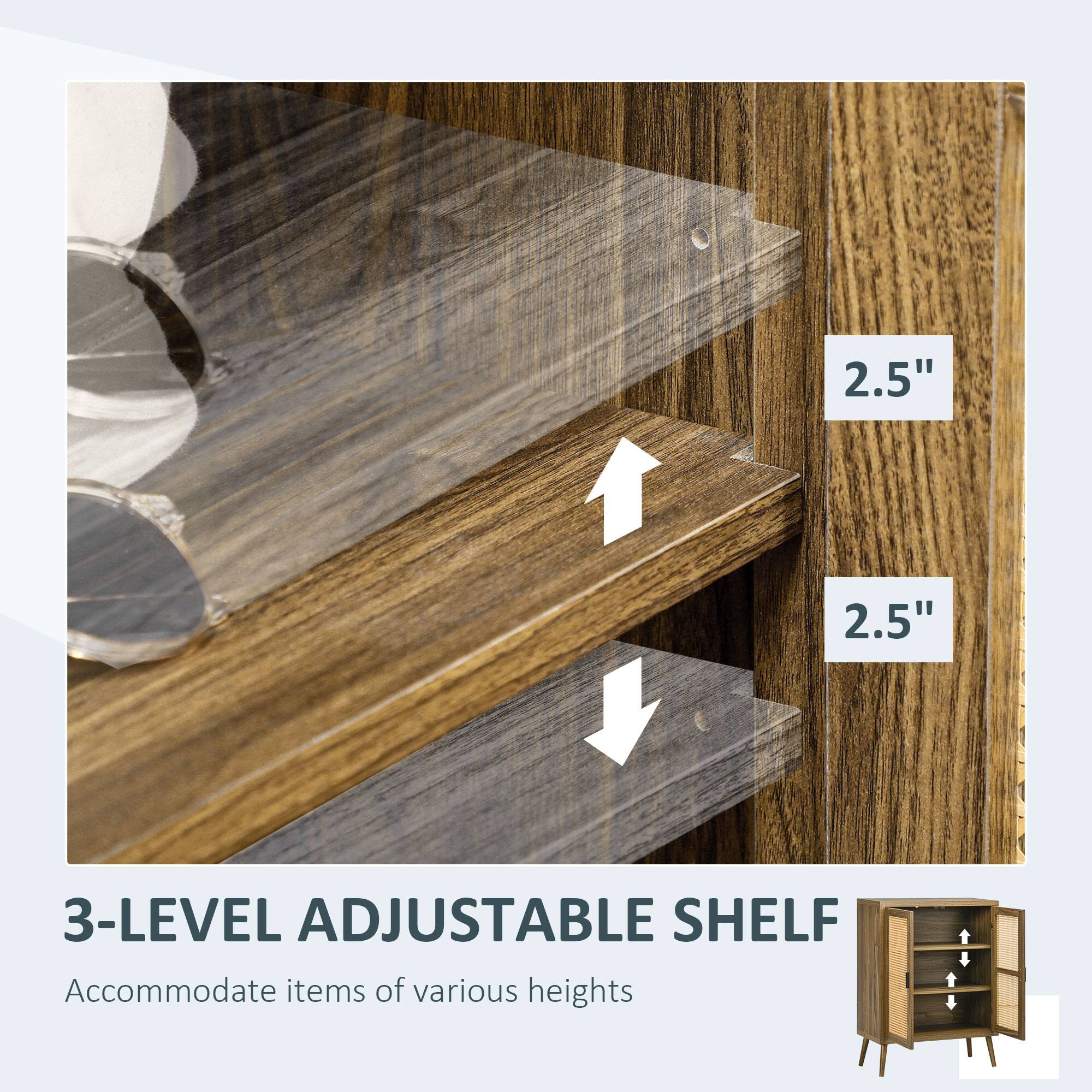 2.5" 2.5"  
3-LEVEL ADJUSTABLE SHELF  
Accommodate items of various heights