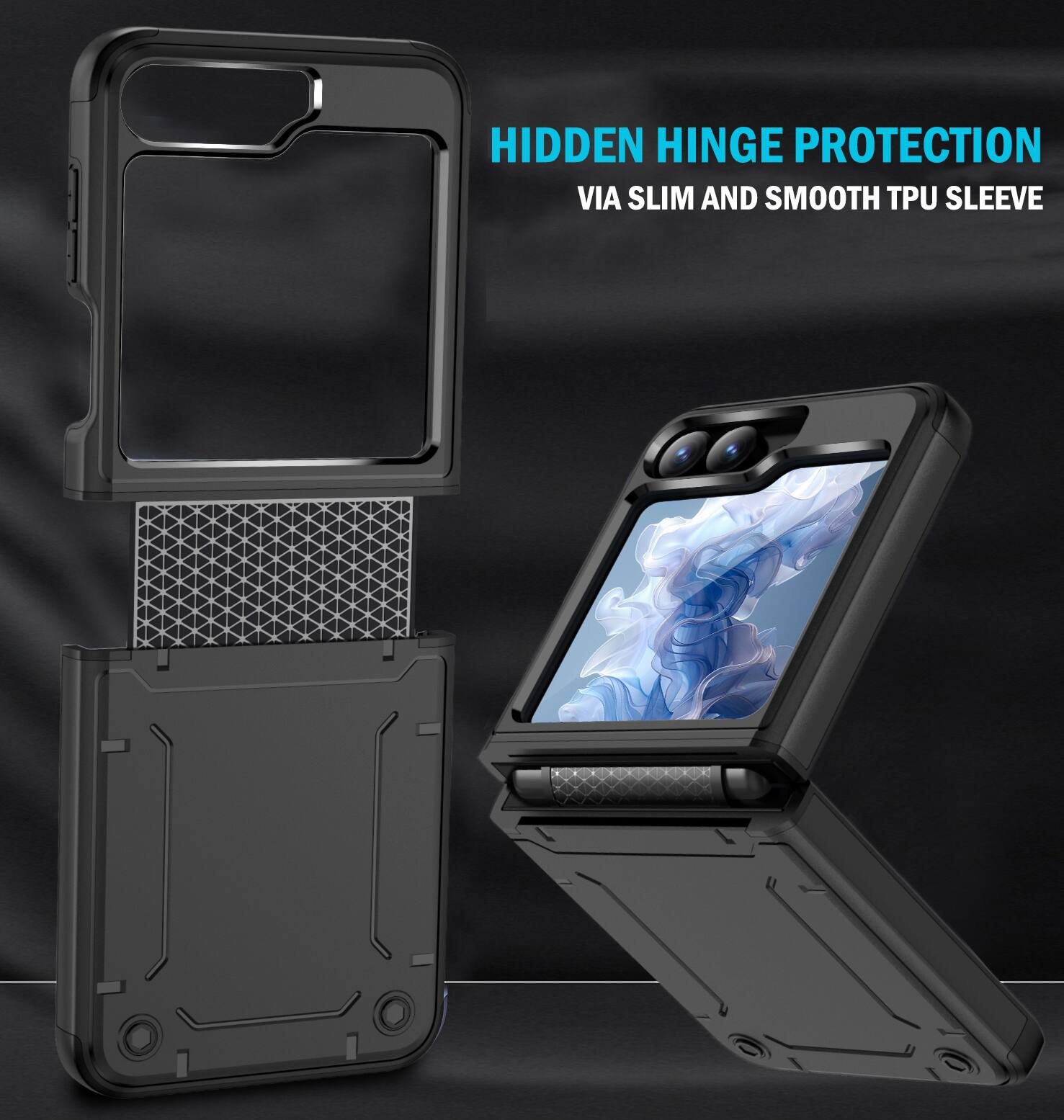 HIDDEN HINGE PROTECTION VIA SLIM AND SMOOTH TPU SLEEVE