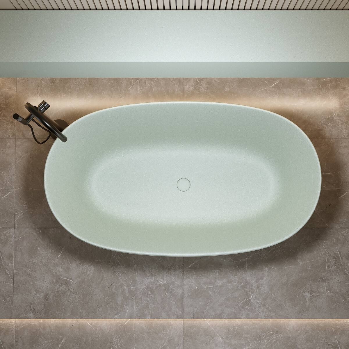 Alt View 1. Loheer - Loheer 51 in Freestanding Solid Surface Soaking Bathtub with Overflow and Pop Up Drain Turquoise Green - Turquoise Green.