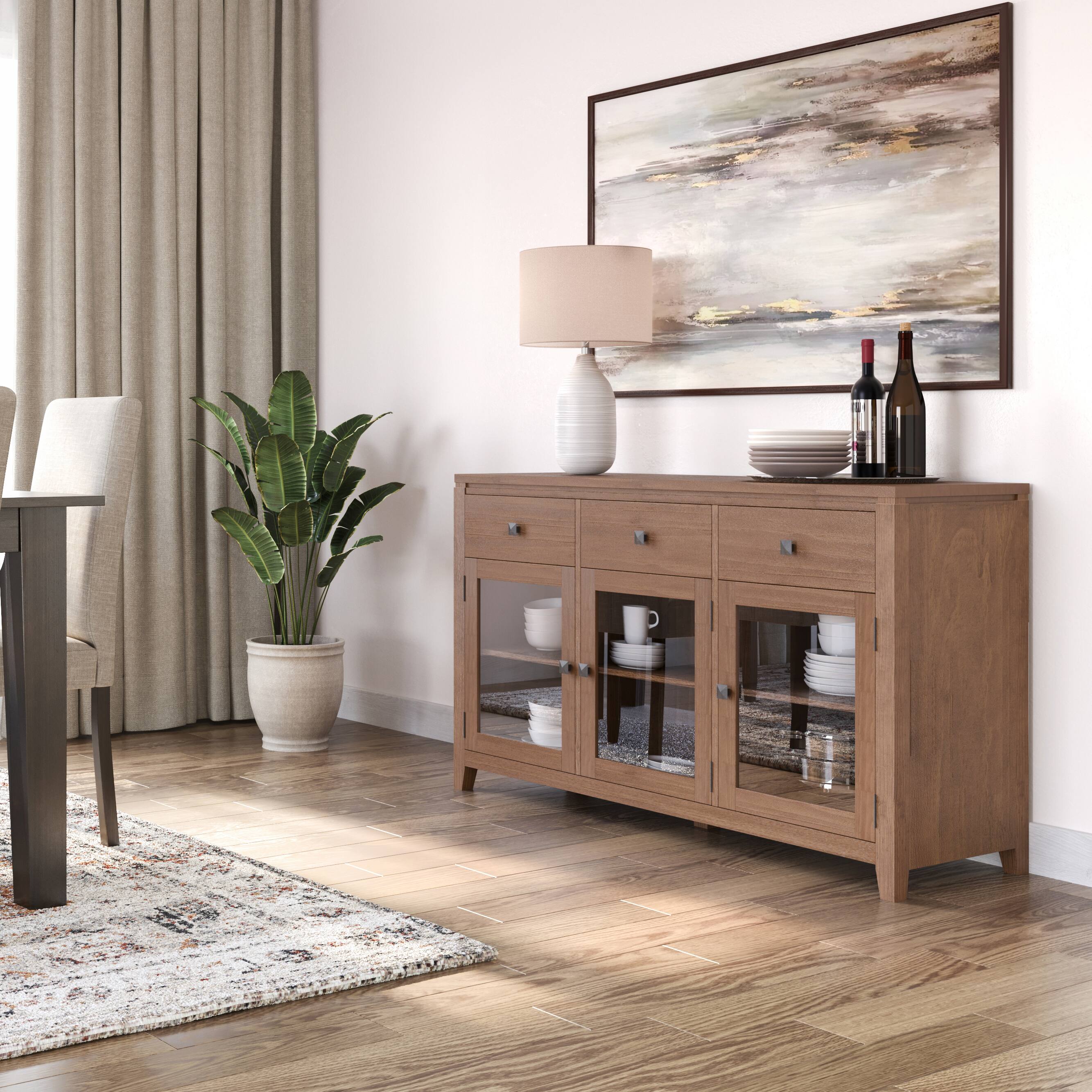 Angle. Simpli Home - Cosmopolitan Sideboard Buffet - Medium Saddle Brown.