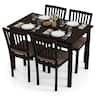 Gymax - 5-Piece Dining Table Set Rectangular Kitchen Table w/ Upholstered Chairs - Brown
