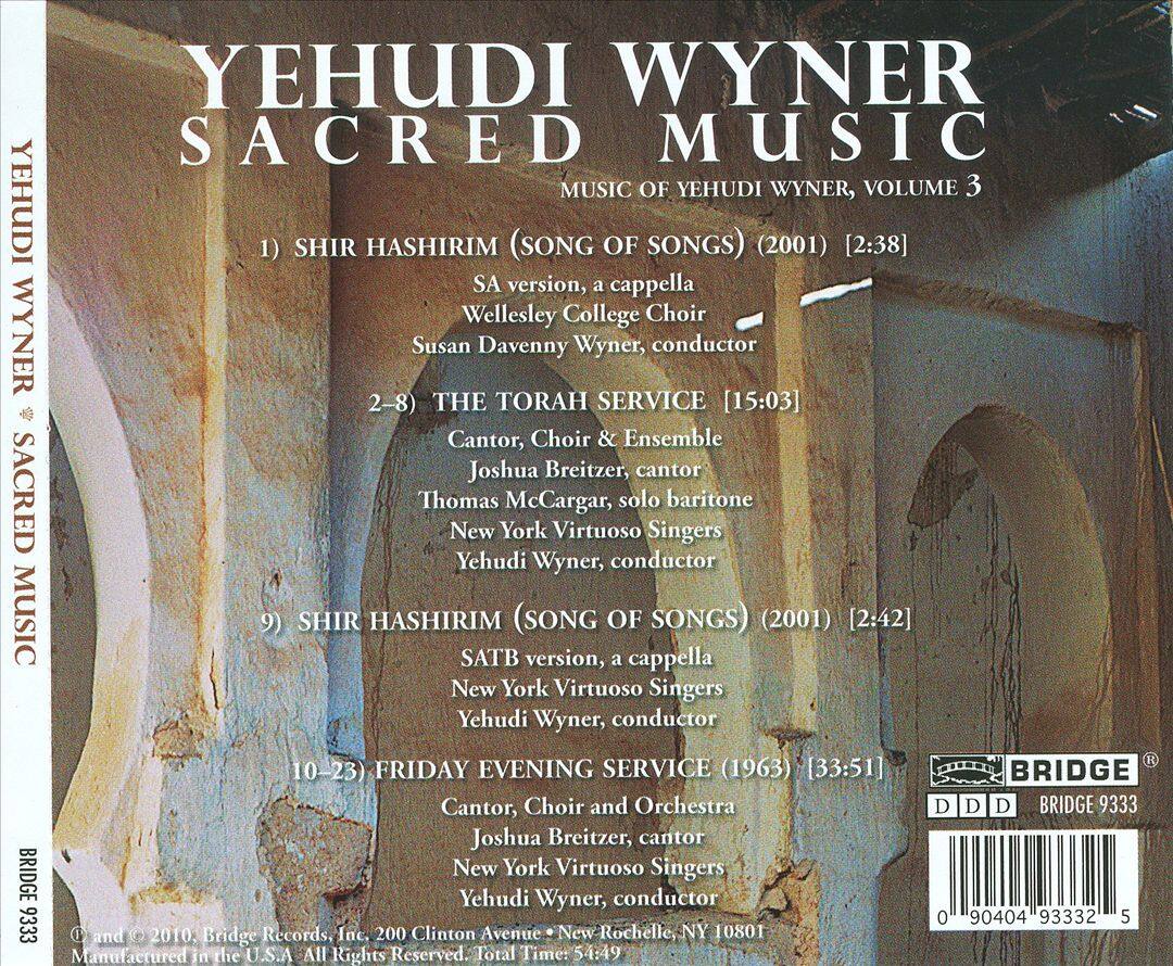 Back. Yehudi Wyner: Sacred Music [CD].