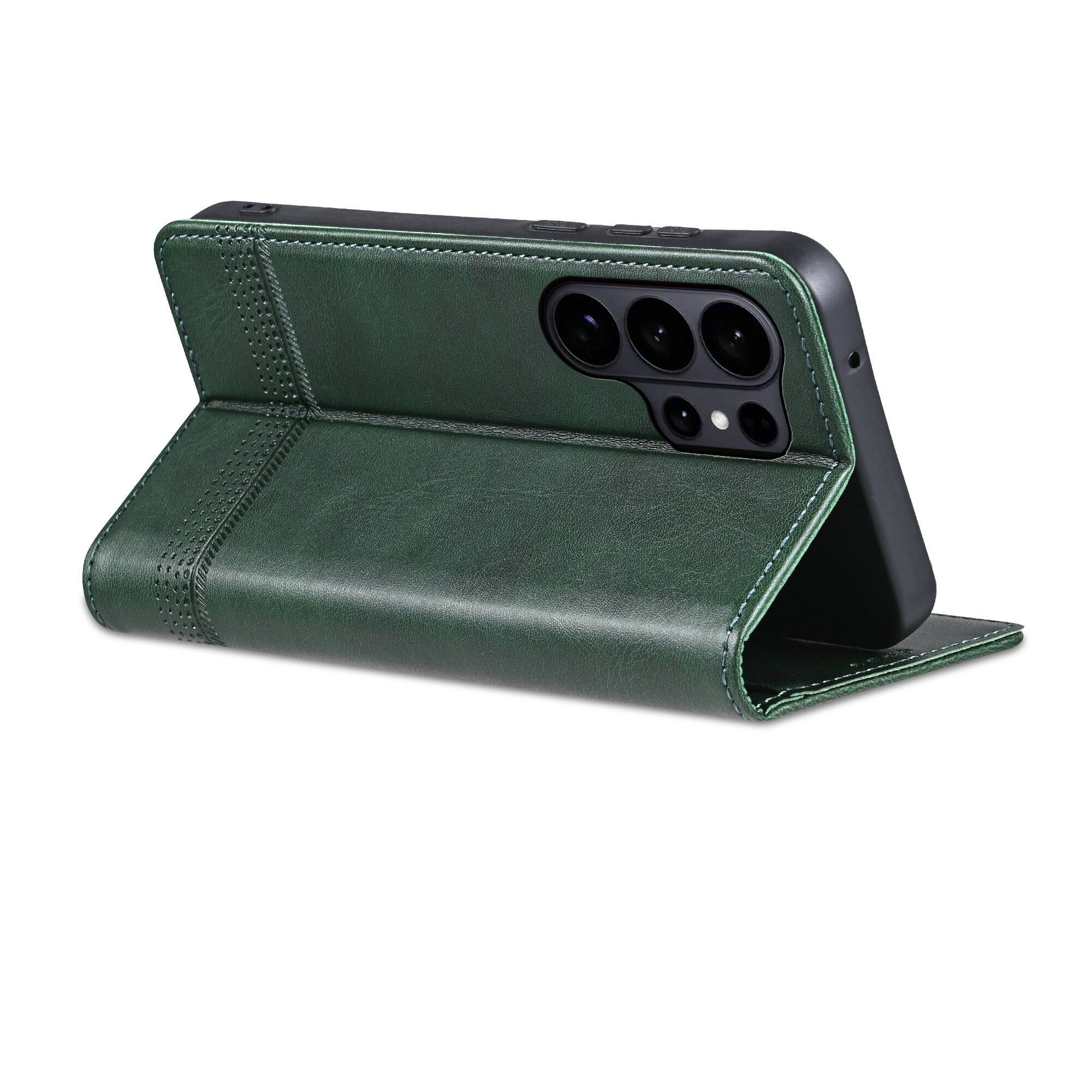 Back. UUCOVER - Wallet Case for Samsung Galaxy S26 Ultra,PU Leather Wallet Folio Case with Card Slots Shockproof Kickstand Cover - Darkgreen.