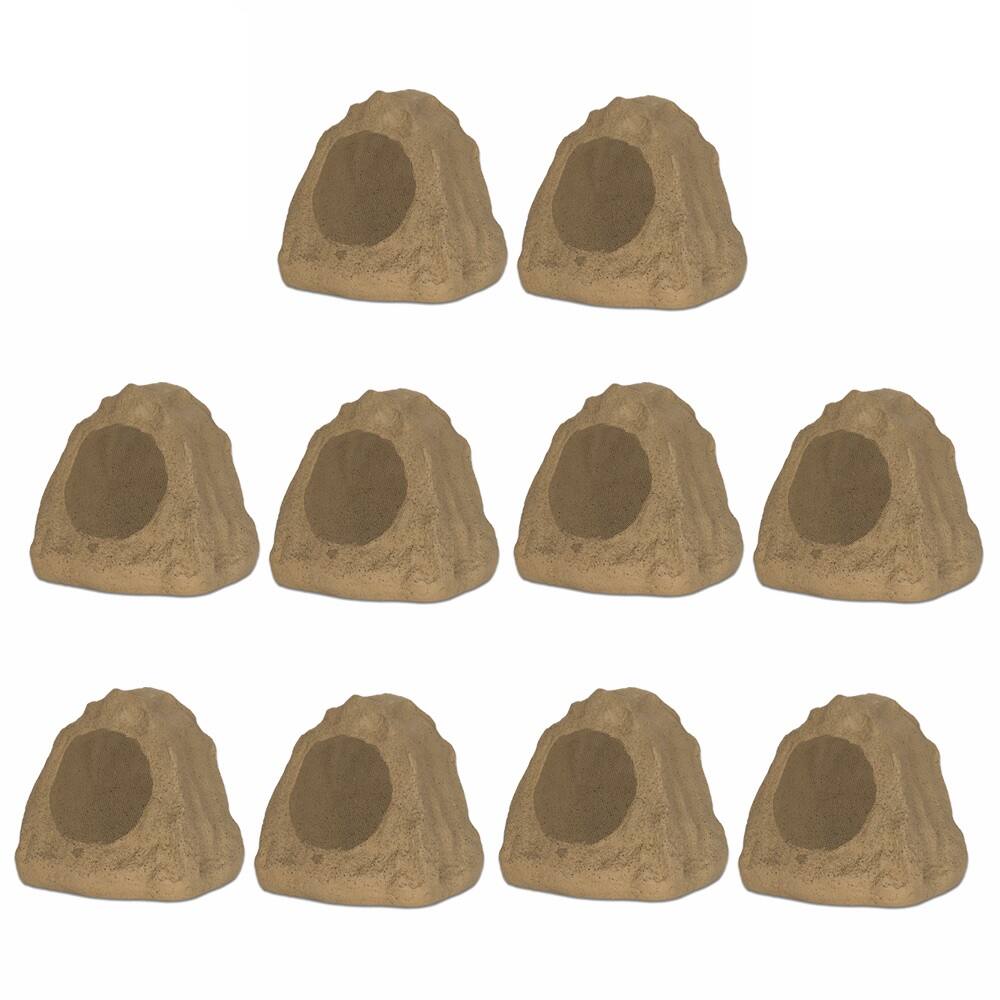 Front. Theater Solutions by Goldwood - 10R6S Outdoor 6.5" Rock 10 Piece Speaker Set for Deck Pool Spa Yard Garden - Sandstone.